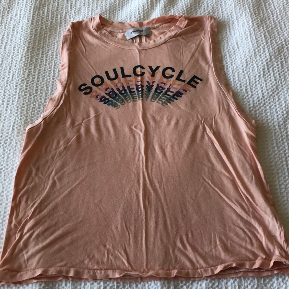 SoulCycle peach muscle tank :)